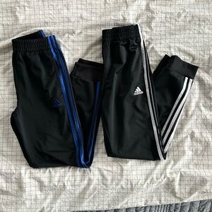 Adidas Kids Black Track Pants with Blue and White Stripes
